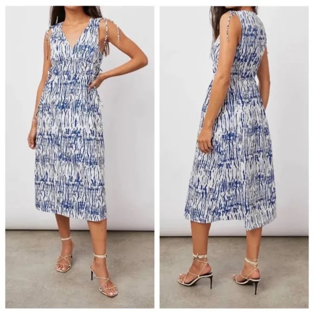 Rails Constantine Cobalt Shibori Tie Dye Blue White Midi Dress Size small
